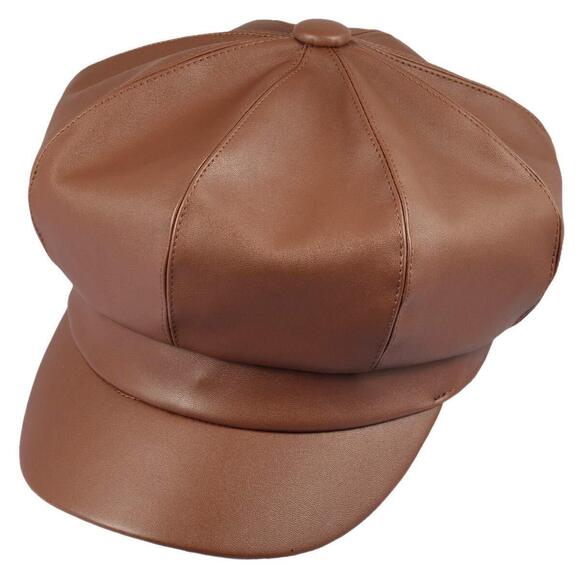 6732 Brown Newsboy Plain Cabbie Visor Beret Hat & Grey Natural Silk Night main image 7